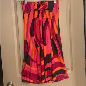 Silk multicolored strapless dress